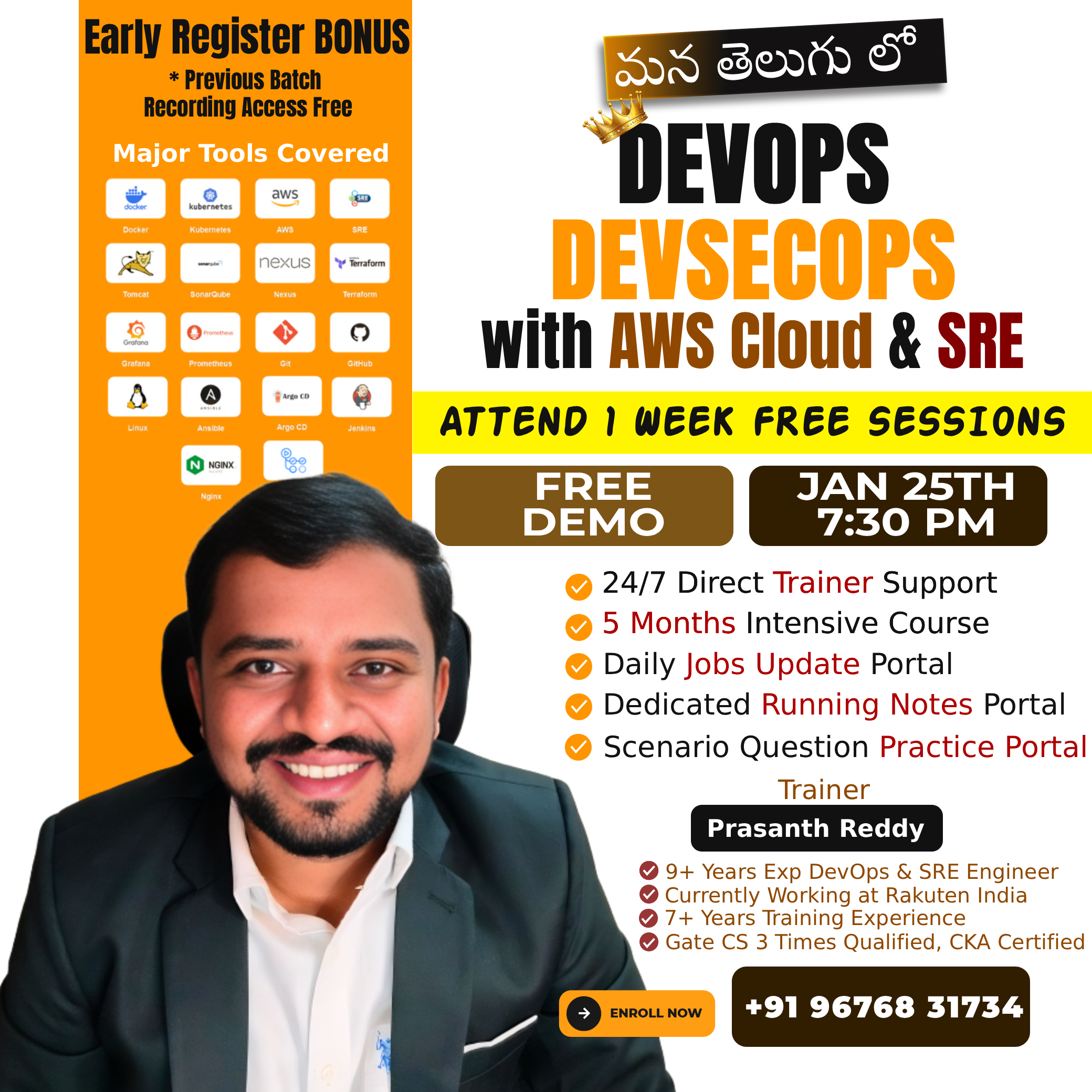 DevOps DevSecOps with AWS Cloud & SRE Telugu Evening Batch